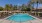 a pool with trees around it